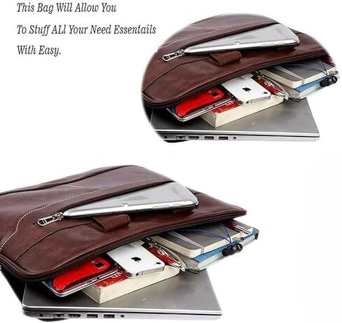 Leather Waterproof Vintage Briefcase Laptop Messenger Bag for Men with Adjustable Strap for Office, College, Work in Saudi Arabia