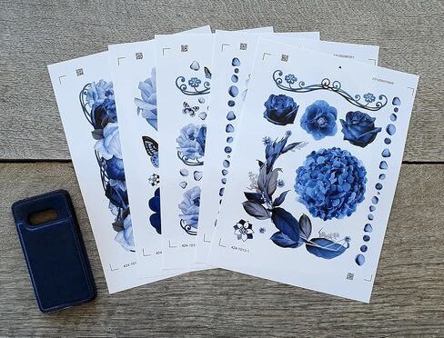 حزمة الورق Decoupage (15 ورقة 8 "x11") Roses Blue Dreams Hanataba Vintage Art Deco على تصميم صور فوتوغرافية من أجل Decoupage Craft و Scrapbooking الأزهار الواقعية الحقيقية in Kuwait