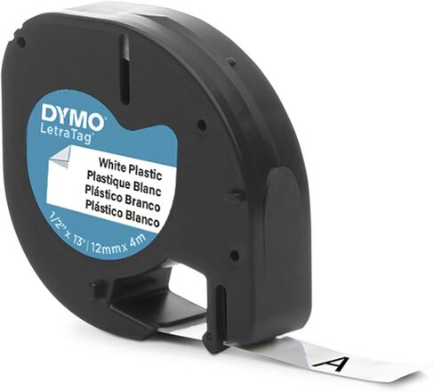 DYMO LT Plastic Labels for LetraTag Label Makers, Black Print on White Labels, 1/2" x 13-Foot Rolls, 3 Count in Kuwait