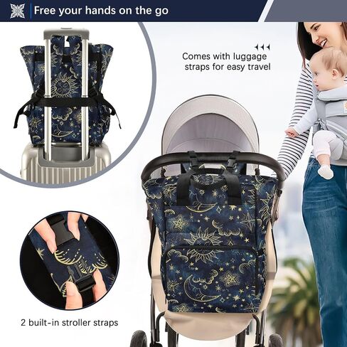senya Diaper Bag Backpack, Neon Bat Crescent Multifunction Travel Bag for Moms Dads in Saudi Arabia