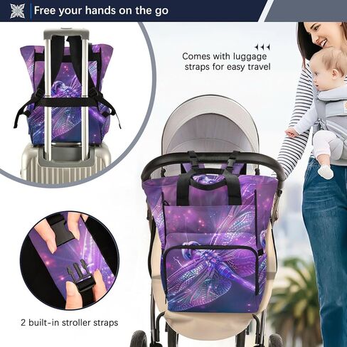 senya Diaper Bag Backpack, Neon Bat Crescent Multifunction Travel Bag for Moms Dads in Kuwait