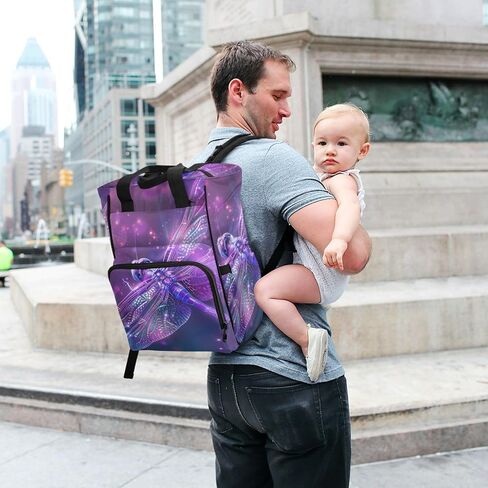 senya Diaper Bag Backpack, Neon Bat Crescent Multifunction Travel Bag for Moms Dads in Kuwait