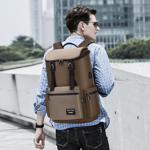 Travel Laptop Backpack for Women Men, Carry On Backpack with USB Charging Port, Casual Daypack for School Weekender Bag, College Computer Bag, Water Resistant Large Capacity 15.6'' (Brown) in Saudi Arabia