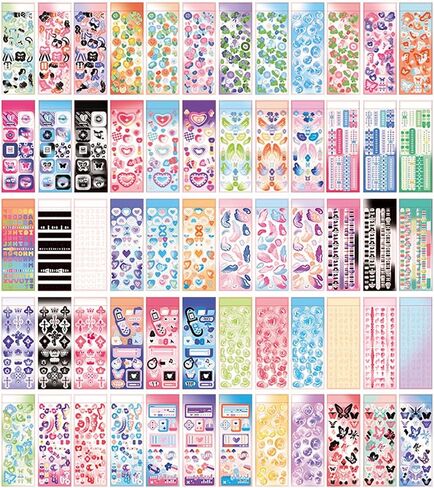 60 Sheets Kpop Photocard Stickers Book, Glitter Self Adhesive Deco Stickers Butterfly Stars Heart Ribbons Deco Korean Stickers Book for Photocards Toploaders Scrapbook Decor Art Card Crafts (1600pcs+) in Saudi Arabia