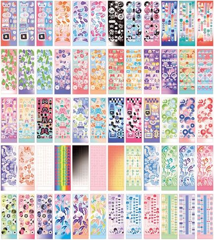 60 Sheets Kpop Photocard Stickers Book, Glitter Self Adhesive Deco Stickers Butterfly Stars Heart Ribbons Deco Korean Stickers Book for Photocards Toploaders Scrapbook Decor Art Card Crafts (1600pcs+) in Saudi Arabia