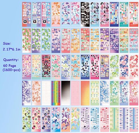 60 Sheets Kpop Photocard Stickers Book, Glitter Self Adhesive Deco Stickers Butterfly Stars Heart Ribbons Deco Korean Stickers Book for Photocards Toploaders Scrapbook Decor Art Card Crafts (1600pcs+) in Saudi Arabia