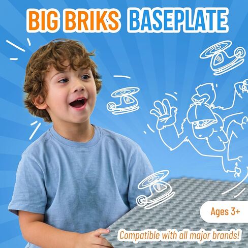Strictly Briks Compatible with Lego Classic Big Briks Stackable Baseplates, Large Pegs for Ages 3 and Up, 100% Compatible with All Major Brands, Green, 1 Piece, 13.75" x 16.25" Inches in Saudi Arabia