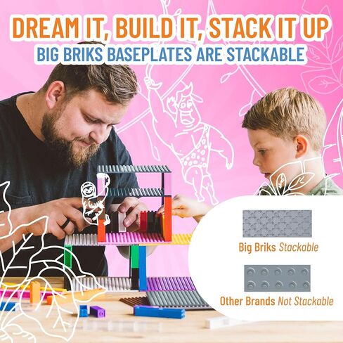 Strictly Briks Compatible with Lego Classic Big Briks Stackable Baseplates, Large Pegs for Ages 3 and Up, 100% Compatible with All Major Brands, Green, 1 Piece, 13.75" x 16.25" Inches in Saudi Arabia