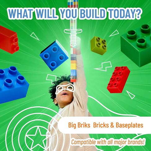Strictly Briks Compatible with Lego Classic Big Briks Stackable Baseplates, Large Pegs for Ages 3 and Up, 100% Compatible with All Major Brands, Green, 1 Piece, 13.75" x 16.25" Inches in Saudi Arabia