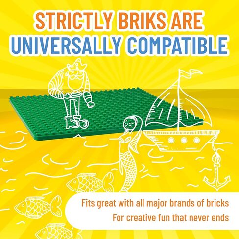 Strictly Briks Compatible with Lego Classic Big Briks Stackable Baseplates, Large Pegs for Ages 3 and Up, 100% Compatible with All Major Brands, Green, 1 Piece, 13.75" x 16.25" Inches in Saudi Arabia