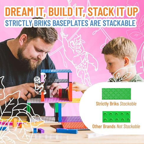 Strictly Briks Compatible with Lego Classic Big Briks Stackable Baseplates, Large Pegs for Ages 3 and Up, 100% Compatible with All Major Brands, Green, 1 Piece, 13.75" x 16.25" Inches in Saudi Arabia