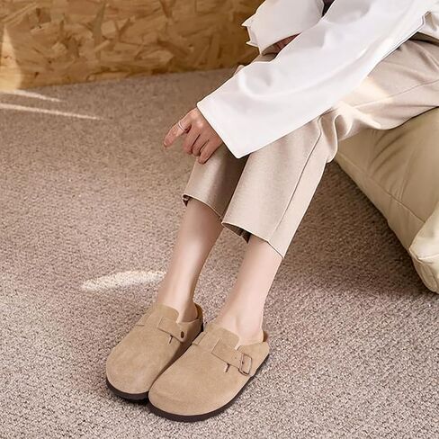 Asgard Women's Suede Clogs Leather Bugles Arch Arch Support Potato Shoes With Comfort Cork Bedbed Black 39 Size 8 in Kuwait
