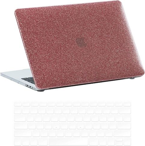 متوافق مع 2021-23 MAC Pro 14 M1 A2442/M2 A2779/M3 A2992/A2918 حالة قذيفة من اللوحة المحمولة الجلدية المتلألئة مع غطاء لوحة المفاتيح (Pink ، 2021-23 MacBook Pro 14 A2442/A2779/A2992/A2918) in Kuwait
