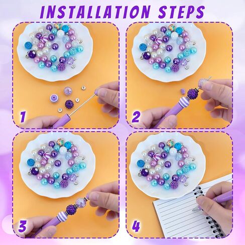 Liplustoyi 12 Pieces Beadable Pens Bulk with Colorful Silicone Beads for DIY Pen Making Kit Smooth Writing Beaded Pen for Women Kids Students Office School(Autism) in Saudi Arabia