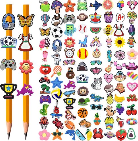 100pcs قبعات قلم رصاص ، سحر قلم رصاص لطيف للأطفال ، جوائز الفصول الدراسية الابتدائية للزخارف القلم الرصاص للوازم المدرسي ، ومكافآت الفصول الدراسية حوافز الأطفال in Kuwait