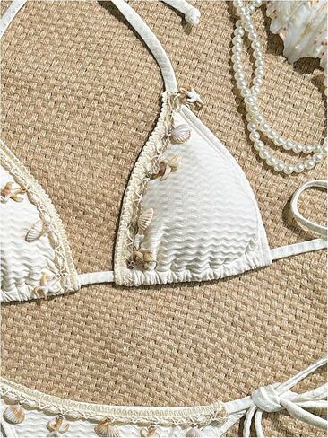 Verdusa Women's 2 Piece Halter Triangle Bathing Suit Ribbed Bikini Swimsuits in Kuwait