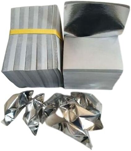 1000pcs Chinese Joss Paper, Ancestor Money Silver Foil, Yellow Bamboo Paper Silver Foil for Worship Sacrifices to Gods, Chinese Golden Ingot/Yuan Bao for Ancestral Worship(Silver Foil) in Saudi Arabia