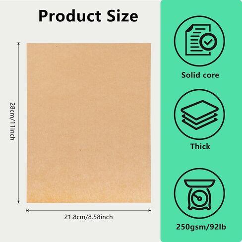 200 ورقة بطاقة ، 8.5 × 11 بوصة Kraft Cardstock ، بطاقة الورق السميكة مخزون 92 رطل/250GSM ، ورقة الطابعة لدعوات قوائم الحرف اليدوية. in Kuwait