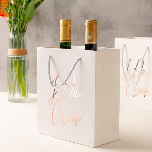Crisky Bridesmaid Bride Tribe Gift Bag Rose Gold for Bachelorette Hen Party, Bridal Shower, Team Bride, Set of 12, 4" x 8" x 9" in Kuwait