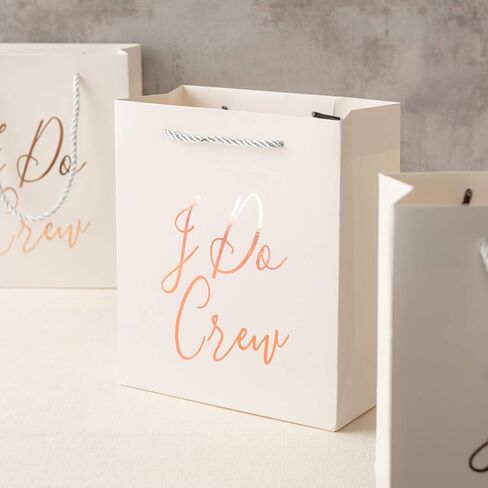 Crisky Bridesmaid Bride Tribe Gift Bag Rose Gold for Bachelorette Hen Party, Bridal Shower, Team Bride, Set of 12, 4" x 8" x 9" in Kuwait