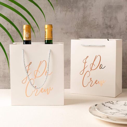 Crisky Bridesmaid Bride Tribe Gift Bag Rose Gold for Bachelorette Hen Party, Bridal Shower, Team Bride, Set of 12, 4" x 8" x 9" in Kuwait