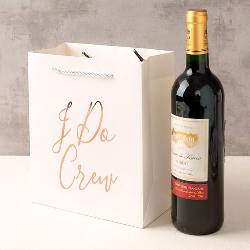 Crisky Bridesmaid Bride Tribe Gift Bag Rose Gold for Bachelorette Hen Party, Bridal Shower, Team Bride, Set of 12, 4" x 8" x 9" in Kuwait