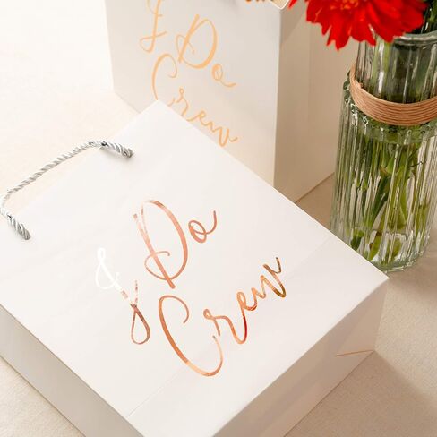 Crisky Bridesmaid Bride Tribe Gift Bag Rose Gold for Bachelorette Hen Party, Bridal Shower, Team Bride, Set of 12, 4" x 8" x 9" in Kuwait