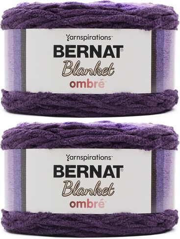 Bernat بطانية Ombre Eggplant Ombre Yarn - 2 حزمة من 300g/10.5 أوقية - البوليستر - 6 سوبر ضخمة - 220 ياردة - الحياكة/الكروشيه in Kuwait