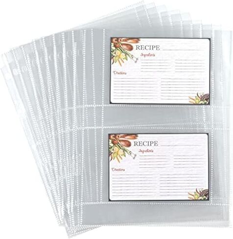 Samsill 8 Tab Recipe Dividers, Recipe Sleeves, Sheet Protector Dividers, with Tab Inserts, Clear, Super Heavyweight, Top Loading, 3 Hole Punched for Standard Letter Size Binders, Archival Safe in Kuwait