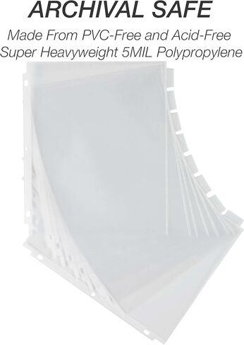 Samsill 8 Tab Recipe Dividers, Recipe Sleeves, Sheet Protector Dividers, with Tab Inserts, Clear, Super Heavyweight, Top Loading, 3 Hole Punched for Standard Letter Size Binders, Archival Safe in Kuwait