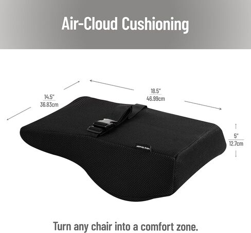 Mind Reader Lumbar Support Cushion for Office Chair ومقعد السيارة ، ورغوة الذاكرة ، وتكنولوجيا السحابة الهوائية ، ومصحح الموقف ، وسادة الخلفية السفلية متعددة الاستخدامات ، 13.5 "L x 4" W × 12.25 "H ، Black in Kuwait