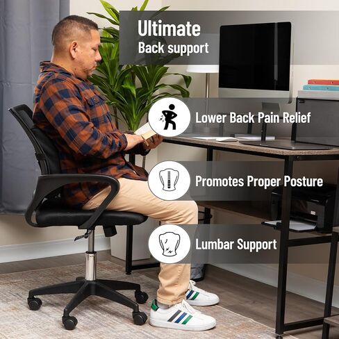 Mind Reader Lumbar Support Cushion for Office Chair and Car Seat, Memory Foam, Air-Cloud Technology, Posture Corrector, Versatile Lower Back Cushion, 13.5"L x 4"W x 12.25"H, Black in Saudi Arabia
