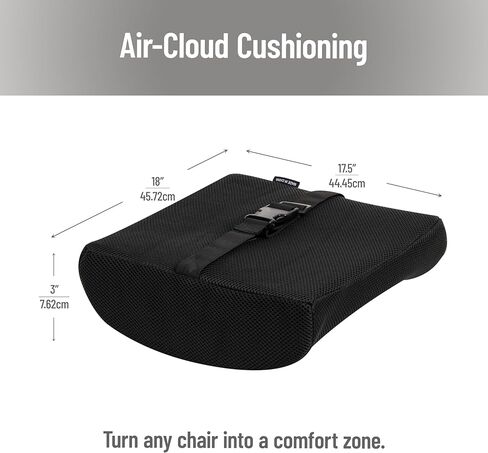 Mind Reader Lumbar Support Cushion for Office Chair and Car Seat, Memory Foam, Air-Cloud Technology, Posture Corrector, Versatile Lower Back Cushion, 13.5"L x 4"W x 12.25"H, Black in Saudi Arabia
