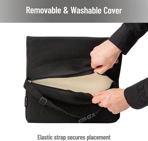 Mind Reader Lumbar Support Cushion for Office Chair and Car Seat, Memory Foam, Air-Cloud Technology, Posture Corrector, Versatile Lower Back Cushion, 13.5"L x 4"W x 12.25"H, Black in Saudi Arabia