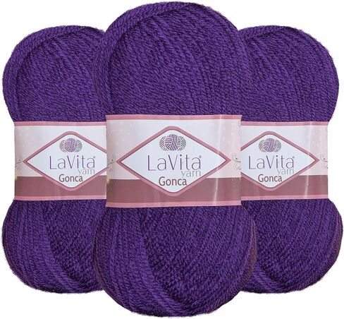 Lavita Gonca Snuggle Yarn للكروشيه والحياكة 984 ياردة - حزمة 3 | خيوط كروشيه ناعمة ، رقيقة لمشاريع الأطفال ، الألعاب والبطانيات | 100 غرام من الغزل السميك للكروشيات والراحة المذكورة in Kuwait