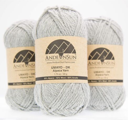 [مجموعة من 3 skeins رائعة] مزيج خيوط الألبكة [أمايو] [DK] #3 (5.25 أوقية/150 غرام إجمالي) جميل وناعم للاستمتاع بالحياكة - الكروشيه - النسيج [رمادي فاتح] in Kuwait