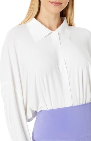 NORMA KAMALI Women's Super Oversized Boyfriend NK Shirt Bodysuit, Black in Saudi Arabia