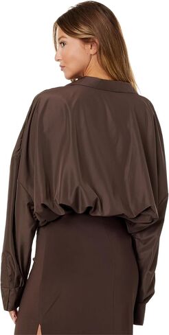NORMA KAMALI Women's Super Oversized Boyfriend NK Shirt Bodysuit, Black in Saudi Arabia