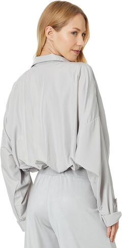 NORMA KAMALI Women's Super Oversized Boyfriend NK Shirt Bodysuit, Black in Saudi Arabia
