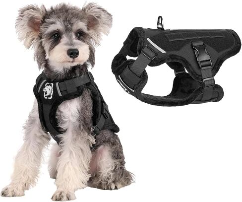 onetigris صغير الكلب سترة تسخير ، زخارف الكلب الفخمة - أفخم ناعم ، خطوة في سترة تسخير للكلاب الصغيرة والمتوسطة تسخير السترة القفاز (أسود أفخم ، م) in Kuwait
