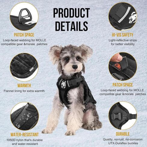 onetigris صغير الكلب سترة تسخير ، زخارف الكلب الفخمة - أفخم ناعم ، خطوة في سترة تسخير للكلاب الصغيرة والمتوسطة تسخير السترة القفاز (أسود أفخم ، م) in Kuwait