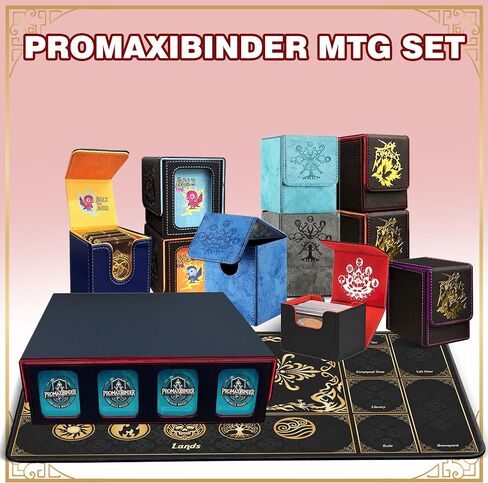 مربع تخزين بطاقات تداول MTG مع Playmat يناسب 4000+ بطاقة ، وحالة سطح القائد من 4 صفوف ، 4 نوافذ عرض ، 6 أقسام متحركة ، 24 مقسمات ، للسحر/TCG/Yugioh/Sport (Black & Gray) in Saudi Arabia