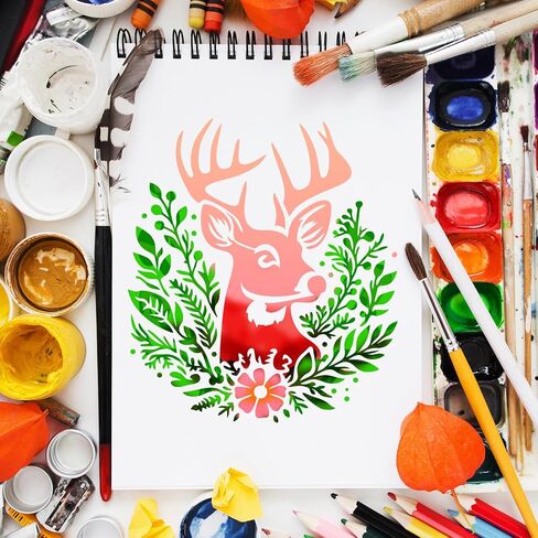 10 Pieces Deer Wood Burnig Stencils for Painting Animal Forest Mountain Tree Deer Head Stencils on Wood Wall Canvas Crafts (Style:Deer) in Saudi Arabia