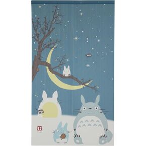 Studio Ghibli Totoro Noren Curtain Tapestry Winter Sky and Crescent Moon