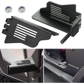 أوتاد قدم لسيارة جيب رانجلر، دواسة راحة لمفصلات الباب مع نمط العلم الأمريكي لسيارة جيب الخارجية، لوحة ركلة فولاذية سوداء مناسبة لسيارة جيب رانجلر JK JKU JL JLU 2007-2021 (قطعتان) in Kuwait