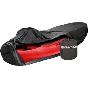 Tough Cover Kayak Cover, Heavy Duty 300D Marine Grade Fabric, Fits 9.5ft - 12ft, Protects Against Water, UV, Dust, Dirt, Wind for Outdoor Protection, Kayak Accessories (Black)