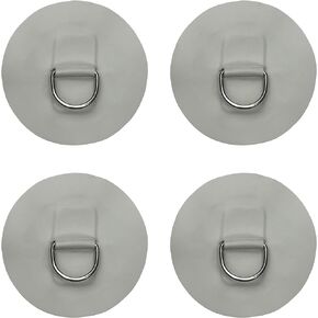 YYST 4 X Stainless Steel D-Ring Pad/Patch for PVC Inflatable Boat Raft Dinghy Kayak - No Glue Included- Instruction Included- Light Grey