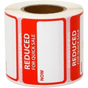 Reduced for Quick Sale Now for Retail Price Tag Stickers - 1.65 x 1.15 Inch Custom Writable Label Pricing Stickers - Pressure Sensitive Adhesive, Semi-Gloss Coated - 300 Labels/Roll