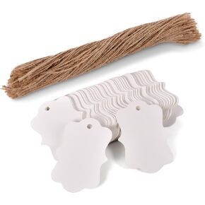 200 PCS Gift Tags with Pre Cut Jute String, Printable Blank White Paper Tags for Sales Retail Arts Craft Projects Party Wedding Celebration Favor