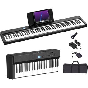 Upgraded Folding Piano Keyboard, 88 Key Full Size Semi-Weighted Keyboard Support MIDI and Bluetooth, Portable Foldable Keyboard Piano with Sustain Pedal and Piano Bag, Best Gift for Beginner
